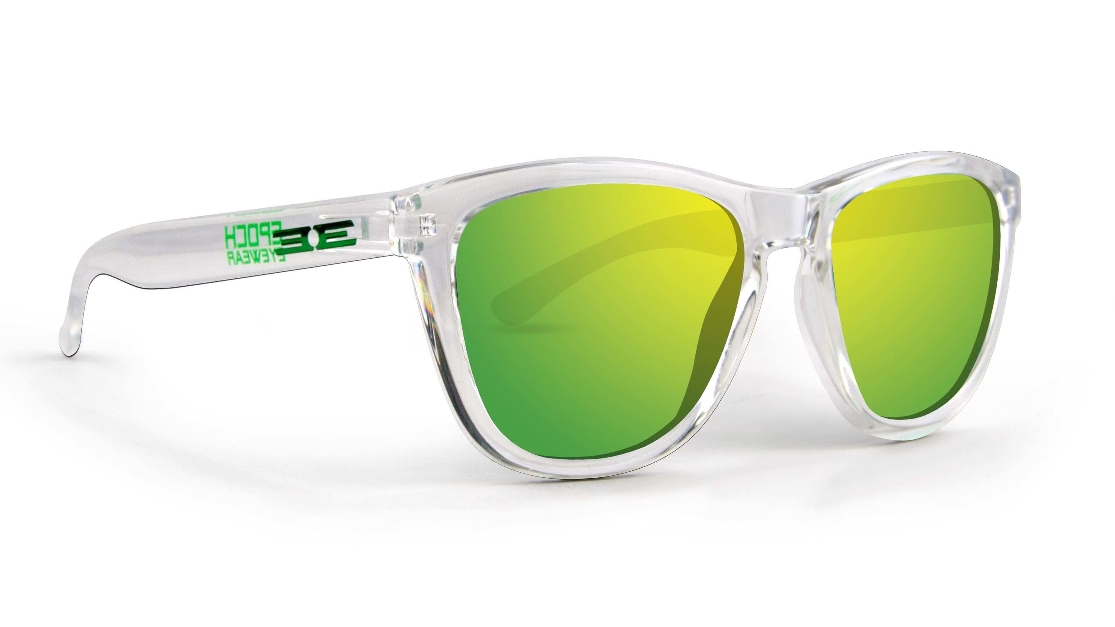Epoch LXE  Polarized Sunglasses with green mirrored lenses with crystal frame 