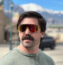 Man wearing L2 Sport Wrap Sunglasses by Epoch Eyewear