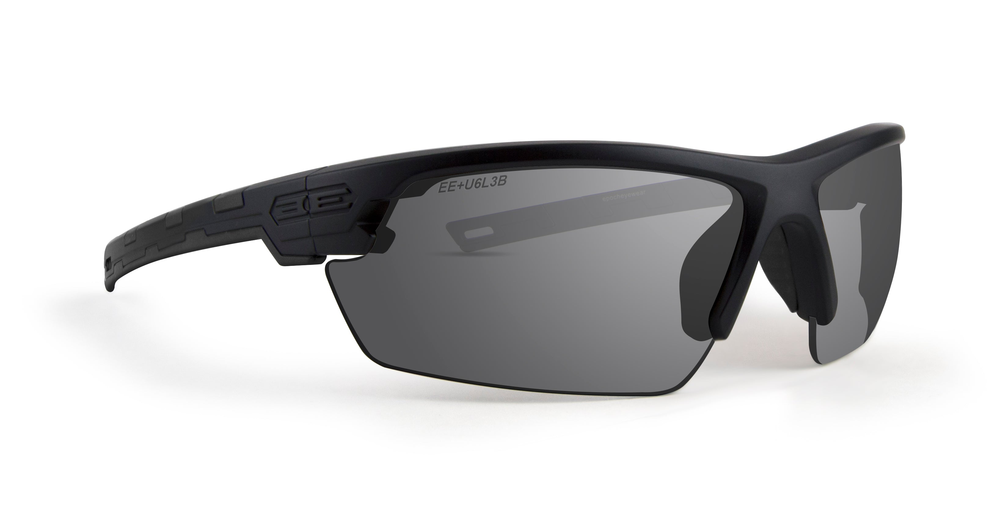 Link Sunglasses with black frame and smoke mirrored lenses by epoch eyewear in US